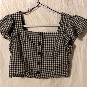 Ruffled back & ruffled sleeve mid crop top